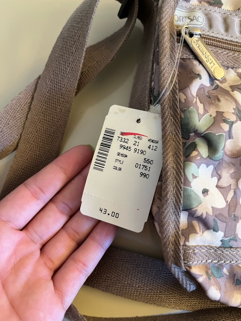 LeSportsac Floral Crossbody Bag in Taupe, Green and Cream - Picture 2 of 8